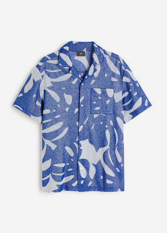 Синяя кэжуал рубашка с цветами H&M