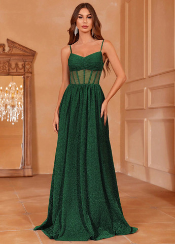 Зелена святковий, вечірня сукня з пишною спідницею, а-силует, з корсетом SHEIN однотонна