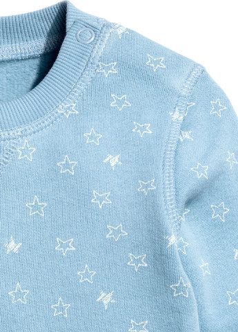 H&M свитшот рисунок голубой кэжуал