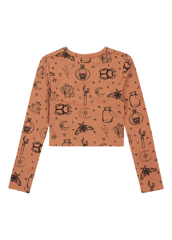 Коричневый демисезонный кэжуал лонгслив Garnamama с рисунком