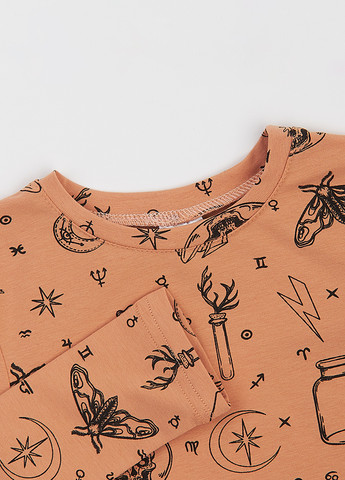 Коричневый демисезонный кэжуал лонгслив Garnamama с рисунком