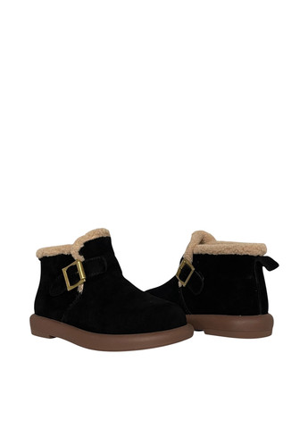 Зимние ботинки ALLSY с мехом, с пряжкой из натуральной замши