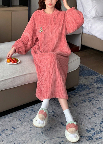 Рожева домашній сукня сукня-світшот SHEIN однотонна