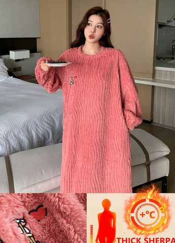 Рожева домашній сукня сукня-світшот SHEIN однотонна