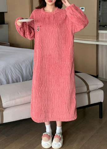 Рожева домашній сукня сукня-світшот SHEIN однотонна