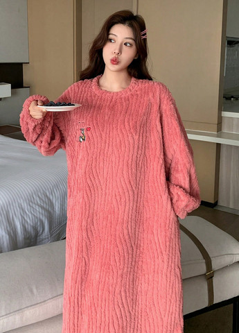 Рожева домашній сукня сукня-світшот SHEIN однотонна