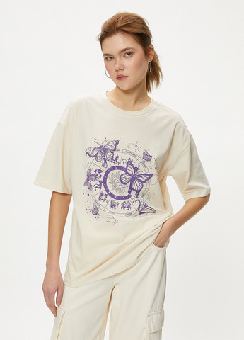Светло-бежевая летняя футболка KOTON