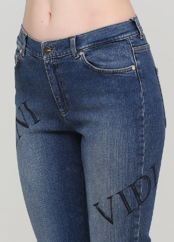 Джинси Escada прямі написи темно-сині джинсові бавовна