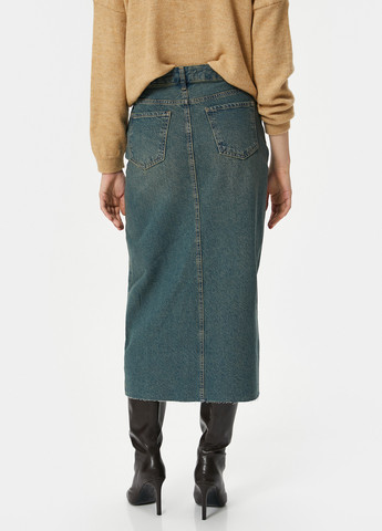 Серо-зеленая джинсовая, кэжуал однотонная юбка KOTON