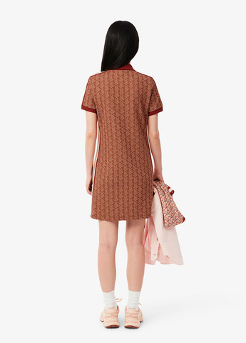 Коричнева кежуал сукня поло Lacoste з абстрактним візерунком