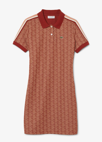 Коричнева кежуал сукня поло Lacoste з абстрактним візерунком