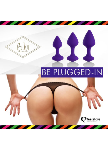 Набор силиконовых анальных пробок - Bibi Butt Plug Set 3 pcs Purple FeelzToys (252297707)