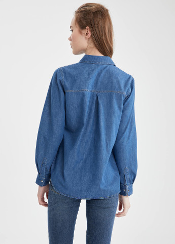 Сорочка DeFacto синя джинсова бавовна