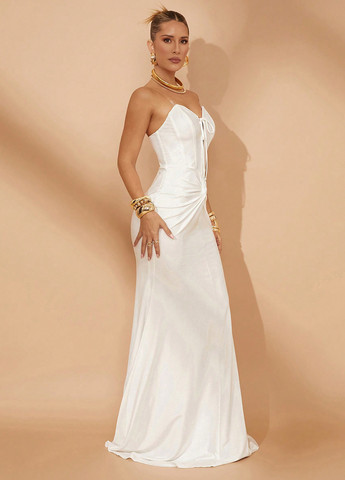 Білий святковий, вечірня сукня годе SHEIN однотонна