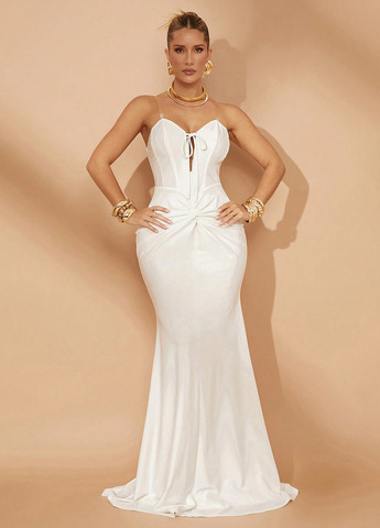 Білий святковий, вечірня сукня годе SHEIN однотонна