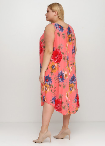 Коралловое кэжуал платье Moda in Italy с цветочным принтом