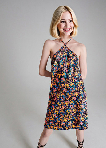 Комбинированное кэжуал платье а-силуэт, с открытой спиной Cropp с цветочным принтом