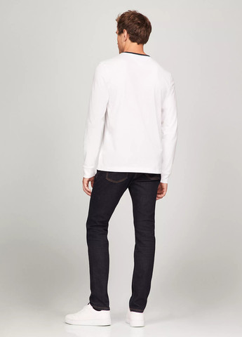 Лонгслів Tommy Hilfiger однотонний білий кежуали бавовна, трикотаж