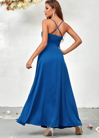 Синее вечернее платье SHEIN однотонное