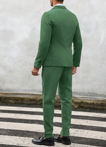 Зеленый демисезонный костюм (пиджак, брюки) брючный SHEIN