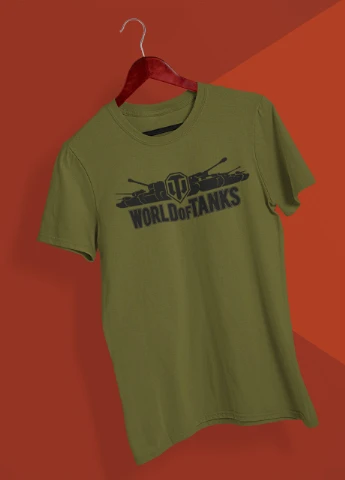 Хакі (оливкова) подарунковий набір чоловічий. футболка хакі з принтом "world of tanks", шкарпетки з принтом "tanks" Maybel