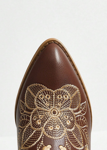 Осенние ботильоны казаки SHEIN с вышивкой из искусственной кожи, из полиуретана