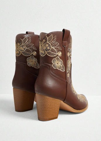 Осенние ботильоны казаки SHEIN с вышивкой из искусственной кожи, из полиуретана