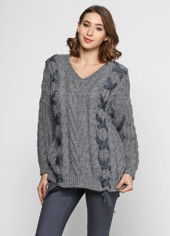 Серый демисезонный пуловер пуловер Dins Tricot