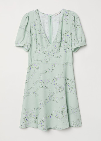 М'ятна кежуал плаття, сукня на запах H&M з квітковим принтом