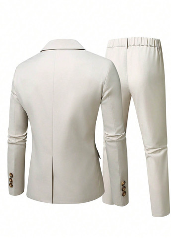 Светло-бежевый демисезонный костюм (пиджак, брюки) брючный SHEIN