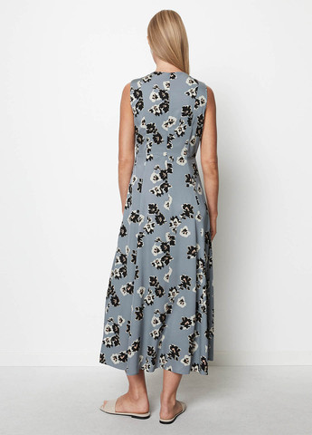 Сіро-синя кежуал сукня кльош Marc O'Polo з квітковим принтом