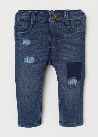 Синие демисезонные зауженные джинсы H&M