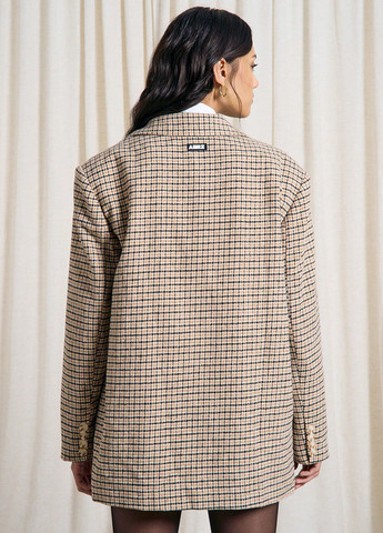 Бежевый женский жакет SHEIN в клеточку - демисезонный