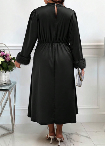 Чорна вечірня, кежуал сукня SHEIN однотонна