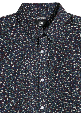 Индиго кэжуал рубашка с абстрактным узором H&M