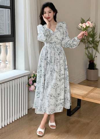 Білий кежуал сукня а-силует SHEIN з квітковим принтом