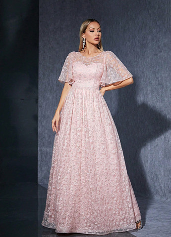 Рожева вечірня сукня а-силует SHEIN однотонна