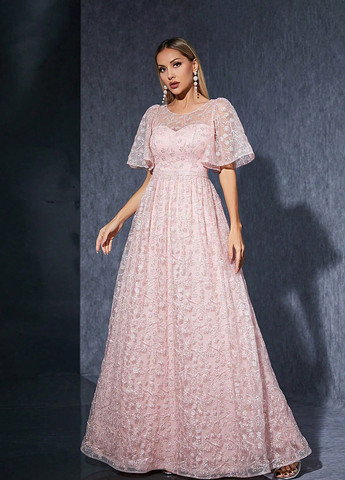 Рожева вечірня сукня а-силует SHEIN однотонна