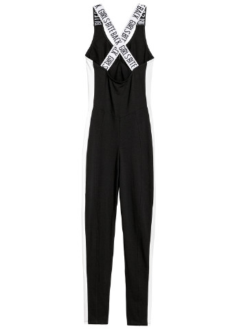 Комбинезон H&M комбинезон-брюки надпись чёрный спортивный
