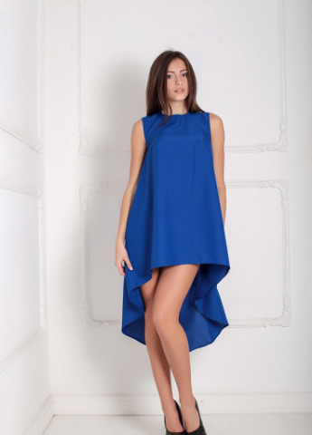 Синее кэжуал легкое асимметричное платье свободного кроя feder Podium однотонное