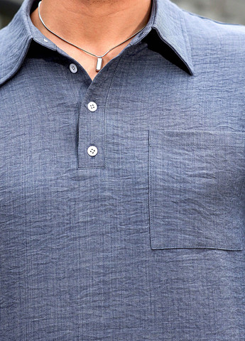 Серо-синий летний костюм (рубашка, шорты) с шортами SHEIN