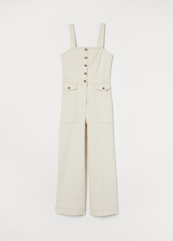 Комбинезон H&M комбинезон-брюки однотонный светло-бежевый кэжуал хлопок