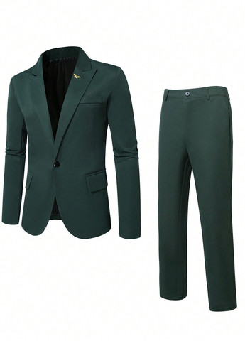 Сіро-зелений демісезонний костюм (жакет, штани) брючний SHEIN