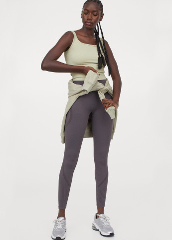 Темно-серые демисезонные моделирующие спортивные леггинсы H&M