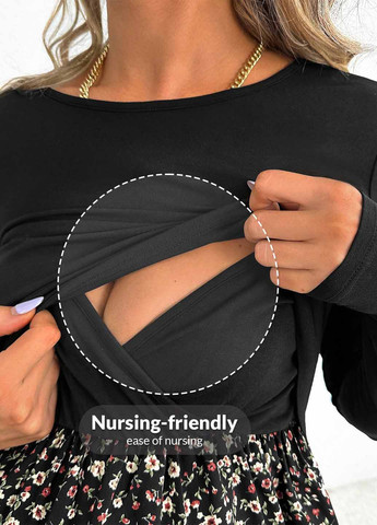 Черное кэжуал платье клеш SHEIN с цветочным принтом