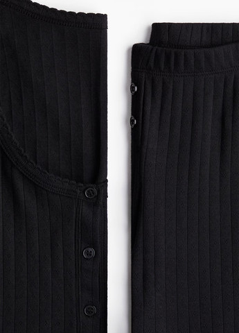 Чорна всесезон піжама (топ, штани) топ + брюки H&M