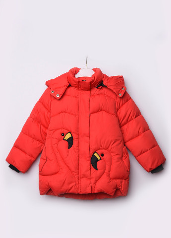 Червона демісезонна куртка дитяча демісезон червона з фламінго Let's Shop