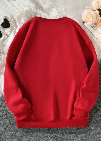 SHEIN світшот сердечка червоний кежуал поліестер