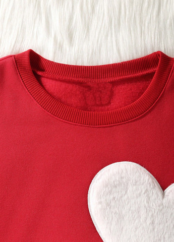 SHEIN світшот сердечка червоний кежуал поліестер