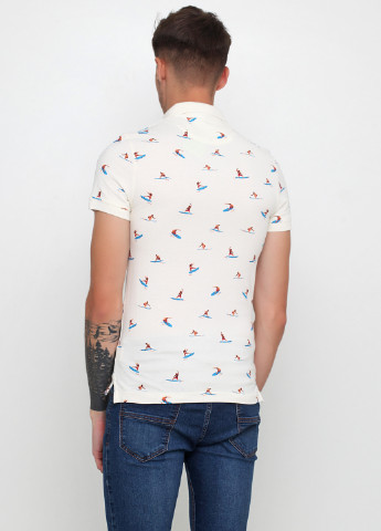 Молочная футболка-поло для мужчин H&M с рисунком